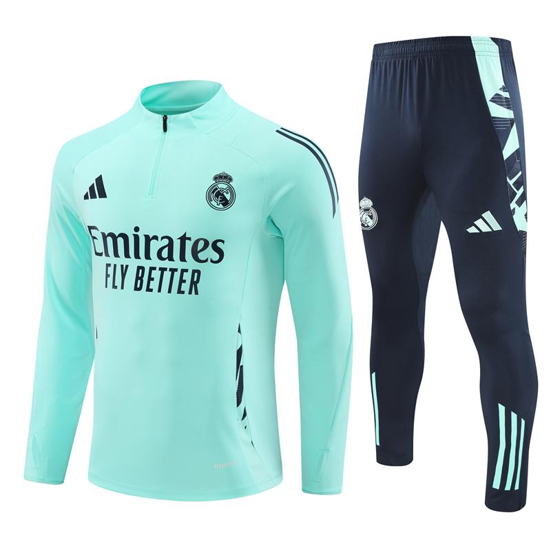 24/25 Real Madrid Lake Blue Half Zipper Jacket+Long Pants