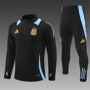 2024 Argentina Black Half Zipper Jacket+Long Pants