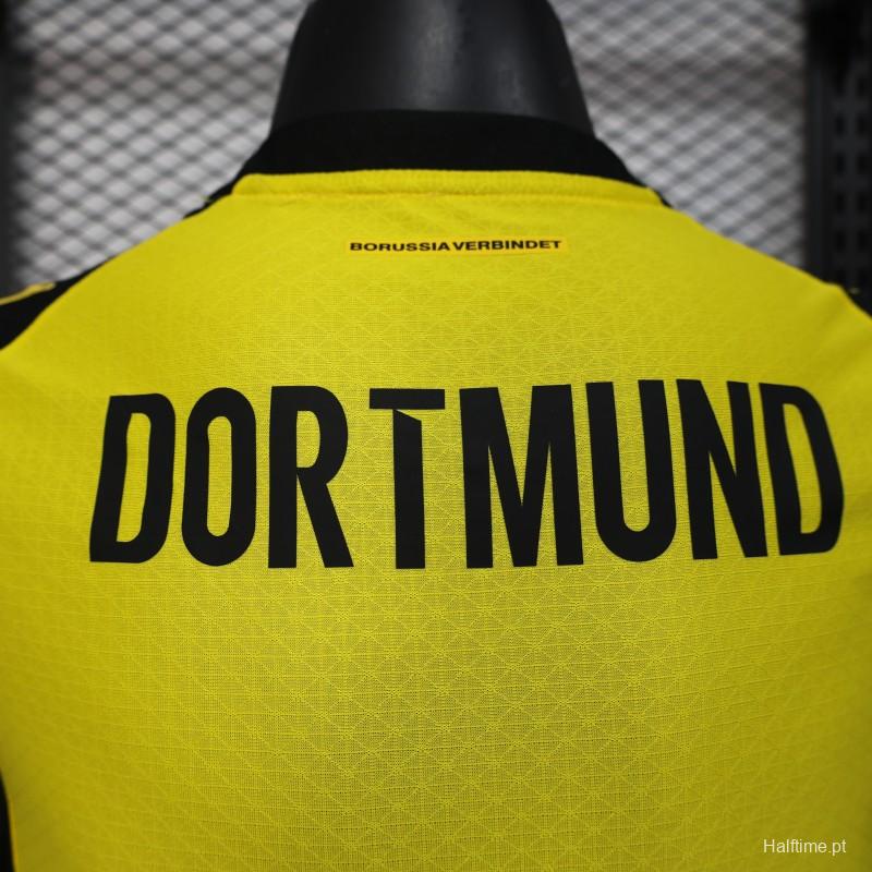 Player Version 25/26 Borussia Dortmund Home Yellow with Black Brush Stroke Jersey
