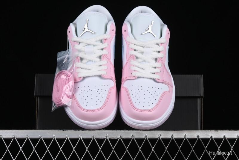 Nike Air Jordan 1 Low "White/Pink Foam/Glacier Blue" Casual Sneakers - HM3706-141