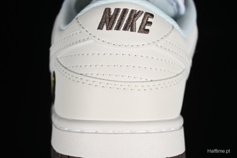 Nike SB Dunk Low BAPE Collaboration Anniversary Edition - White with Brown Swoosh Low-Top Casual Skate Shoes - XD6188-019