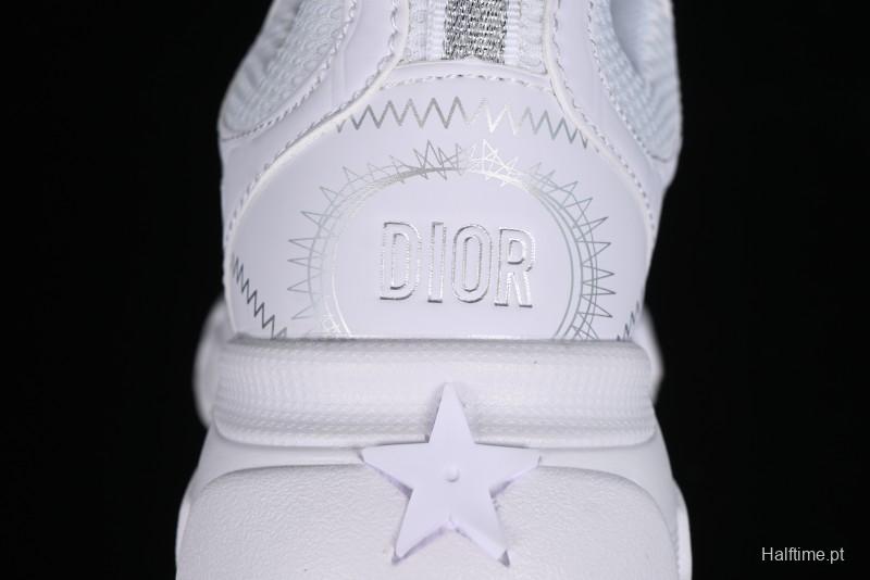 Dior Chrono Round Toe Lace-Up Lifestyle Casual Running Shoes - 10W WHITE