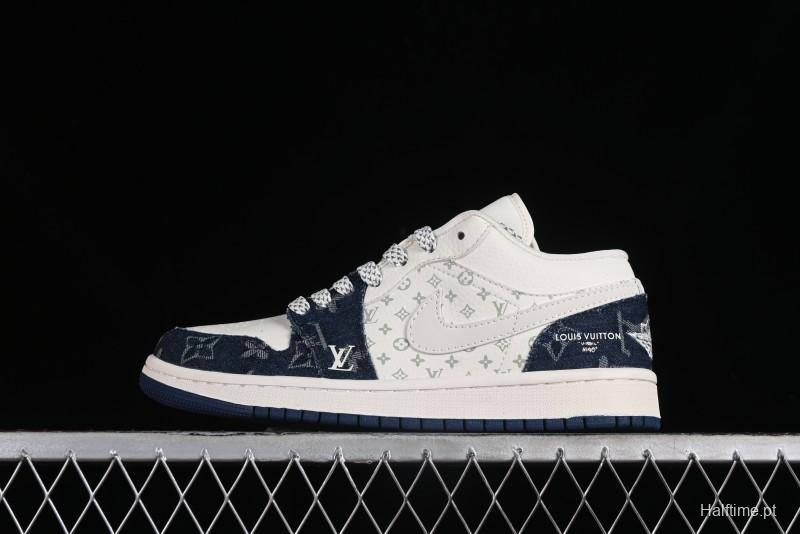 Nike Air Jordan 1 Low LV Collaboration - Light Blue Retro Casual Sneakers - SJ9950-003