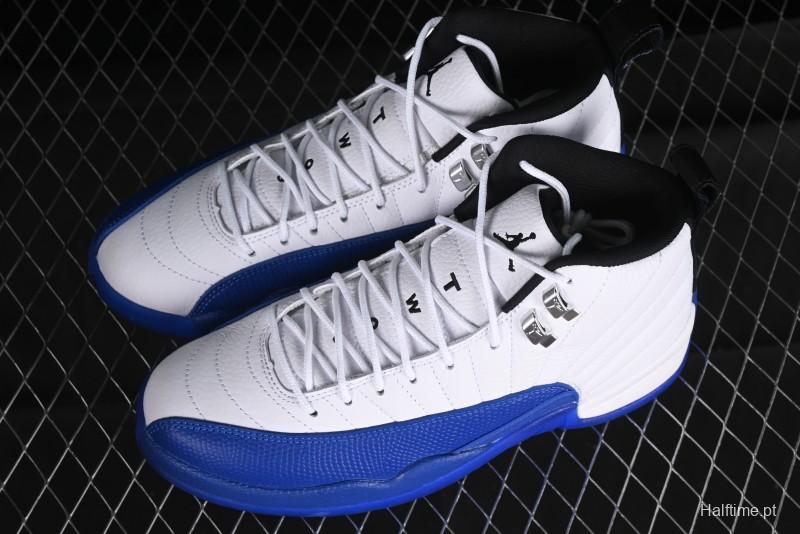 Nike Air Jordan 12 Retro Basketball Shoes in White Blue - CT8013-140