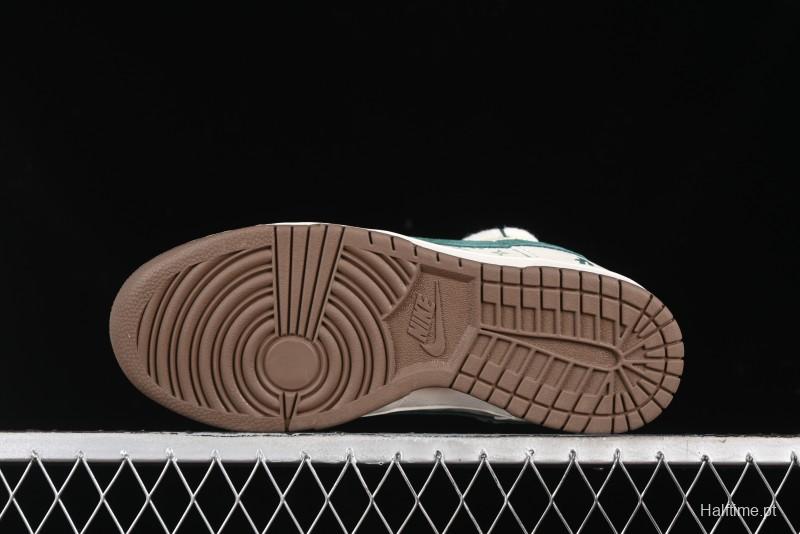 Nike SB Dunk Low Violent Bear Series - Strap Beige Green Check Anniversary High-End Custom Low-Top Casual Sneakers - SJ2068-292