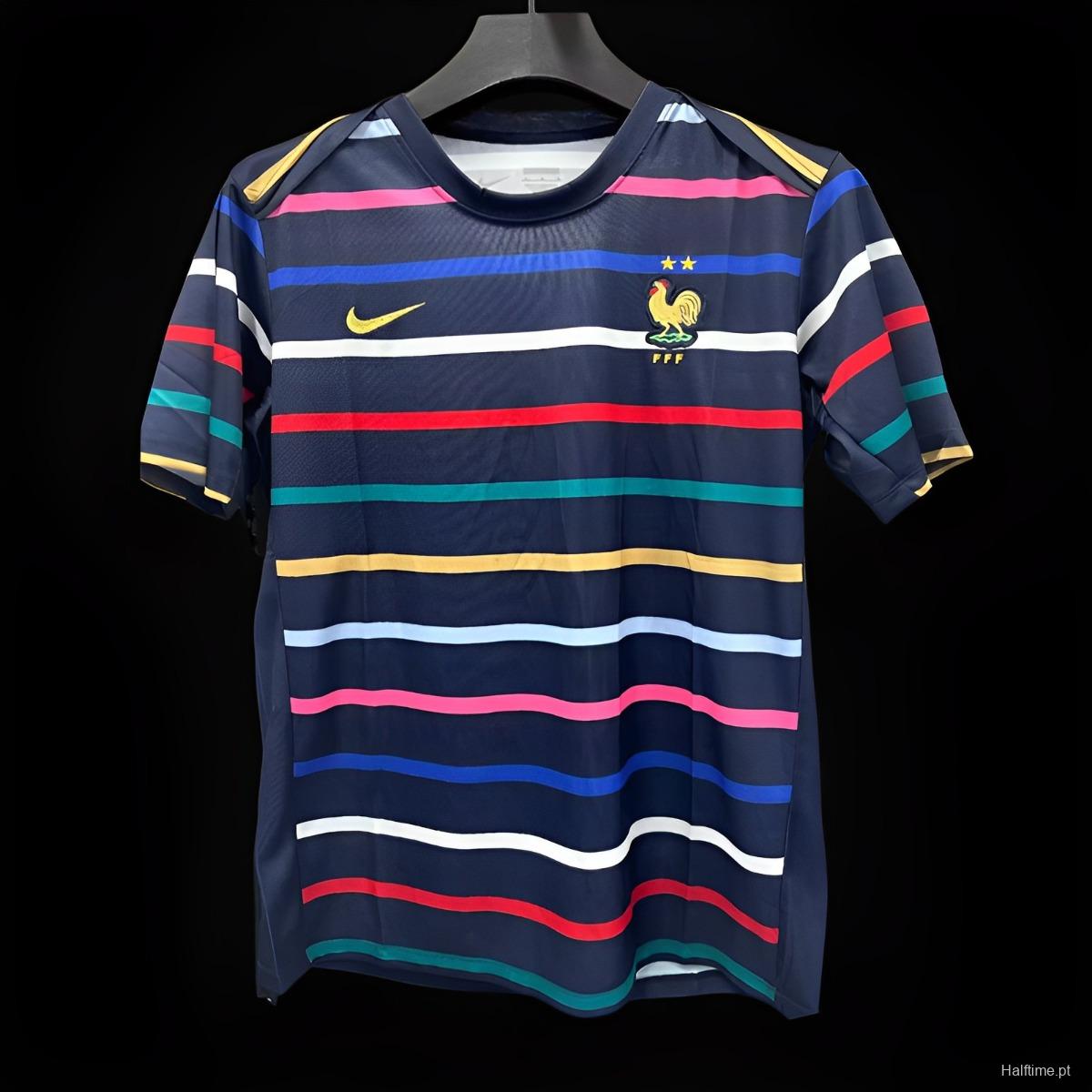 2024 France Training Mixed Color Stripe Jersey