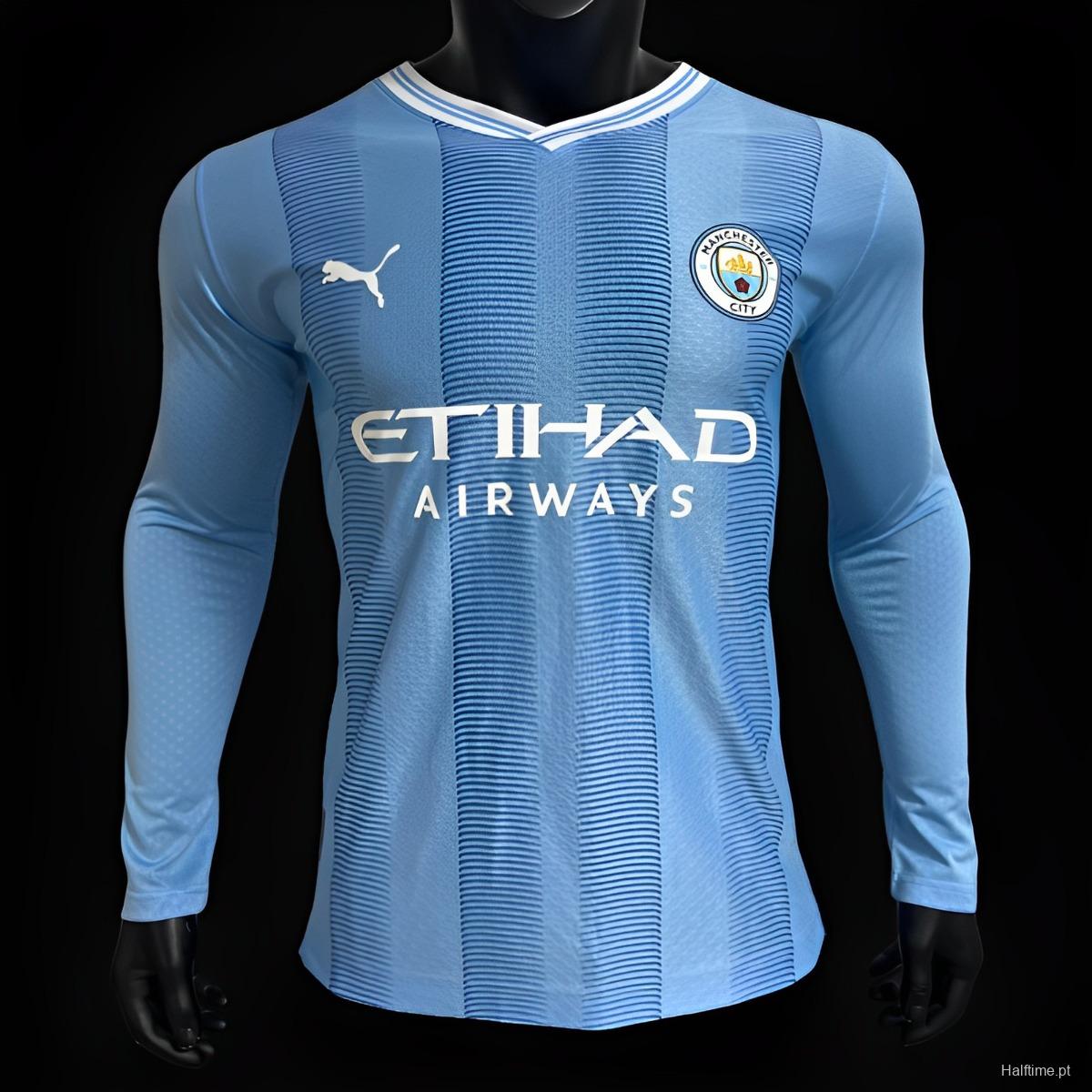 Player Version 23/24 Manchester City Home Long Sleeve Jersey