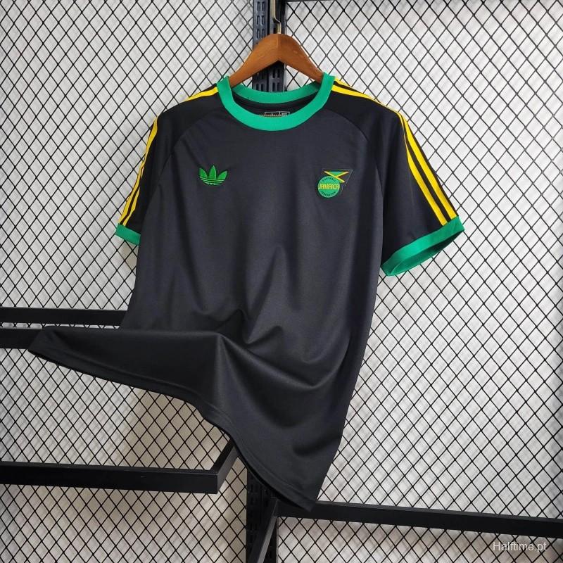 2024 Jamaica Adicolor Classics 3 Stripes Black T-Shirt