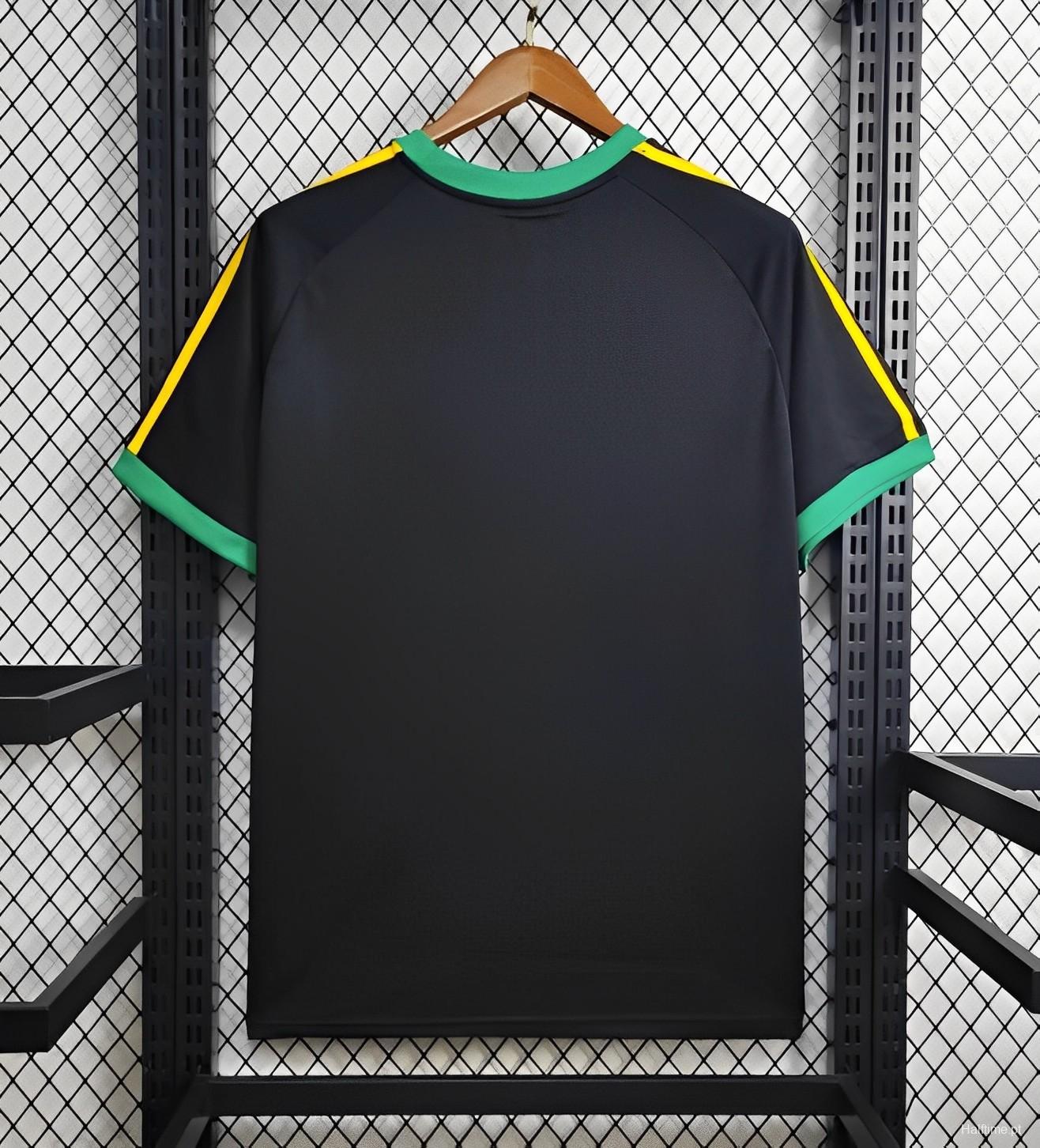 2024 Jamaica Adicolor Classics 3 Stripes Black T-Shirt