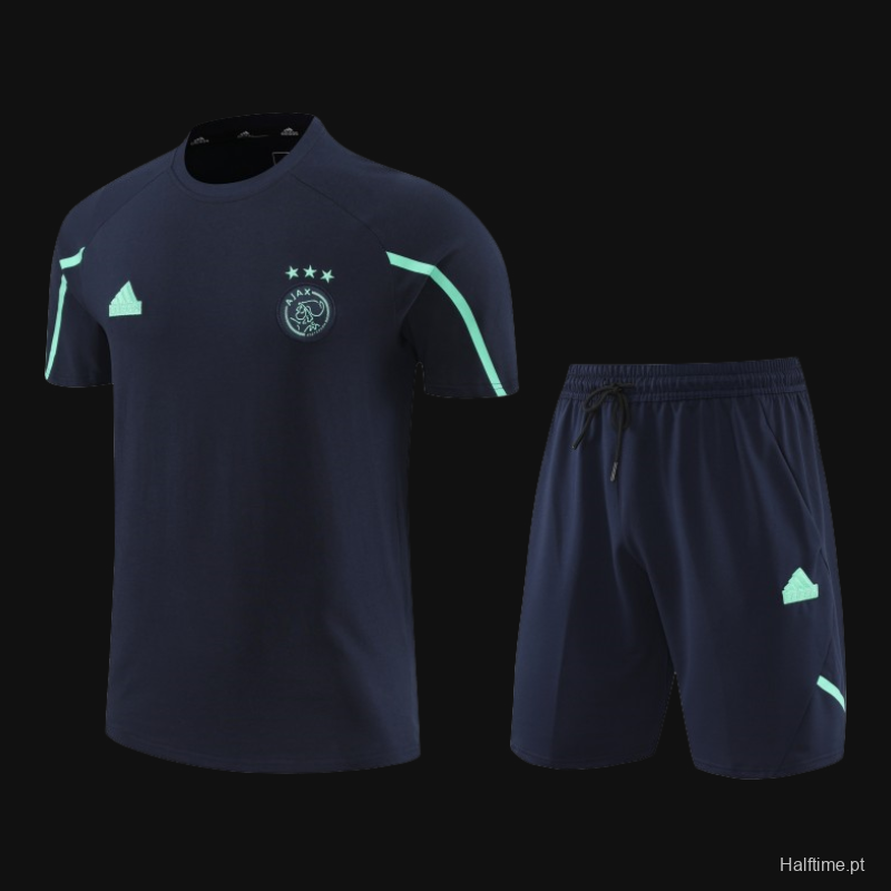 23/24 Ajax Navy Cotton Short Sleeve Jersey+Shorts